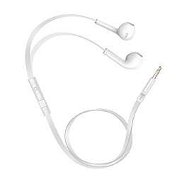 XO Écouteurs Jack 3.5mm Intra-auriculaires Microphone Câble Plat Silicone Blanc