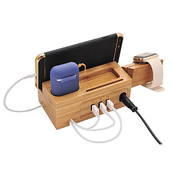 Universal Station de recharge multiport USB Bamboo Wood Apple Watch Tablet PC Charger Quay Stand Stand 2A Recharge | Téléphone Stand Rep. 