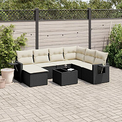 Maison Chic Ensemble Tables et chaises d'extérieur 8 pcs avec coussins,Salon de jardin noir résine tressée -GKD636826