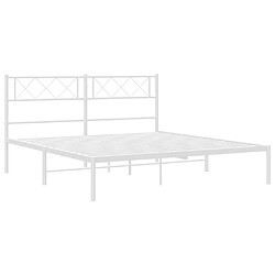 Acheter Maison Chic Lit adulte 140x200cm- Cadre de lit métal avec tête de lit pour chambre blanc -MN20635