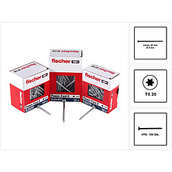 Fischer Vis pour panneaux de particules Power-Fast II FPF II 5.0x90 mm - 100 pièces (670384) tête fraisée + Filetage partiel Torx, zinguée, passivée bleue