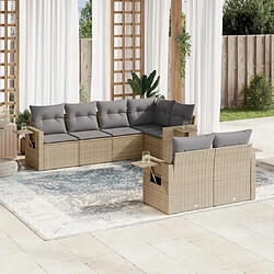 Maison Chic Salon de jardin avec coussins 7 pcs, Ensemble Tables et chaises de jardin, beige résine tressée -GKD353852