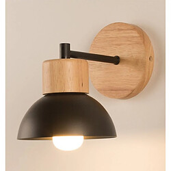 Stoex Applique Murale Nordique Moderne Lampe Murale Bois Métal Applique Murale D'Intérieur Minimaliste, Noir E27 Pour Chambre À Coucher, Café, Bureau