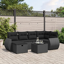 Maison Chic Ensemble Tables et chaises d'extérieur 7pcs avec coussins,Salon de jardin noir résine tressée -GKD742005