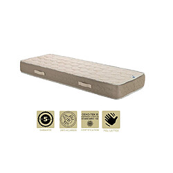 Literie Julien Matelas Latex Naturel 140x200 x 22 cm Ferme + Oreiller Visco + Alèse - Tissu 100% Coton - 5 Zones de Confort - Ame Poli Lattex HR Haute Densité - Hypoallergénique 