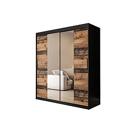 Abiks Meble Armoire Old St T1 à portes coulissantes 200/180/62 2 portes (noir/marron) 