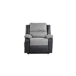 Mes Fauteuil de relaxation releveur électrique gris et PU noir - VALIA RELAXXO - Fauteuil de Relaxation Releveur électrique 1 place Microfibre et Simili LEO - Gris et Noir