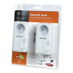 Optex Pack 2 Prises Adaptateurs CPL 600 MBPS PLUG Internet - signal réseau WPS, WLAN, RJ45