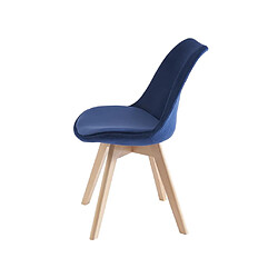 Vente-Unique Lot de 2 chaises en velours et hêtre - Bleu - JODY pas cher