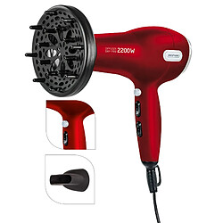 Sèche-cheveux professionnel + diffuseur, 2 vitesses, 3 températures, 2200, Rouge, MPM, MSW-11 