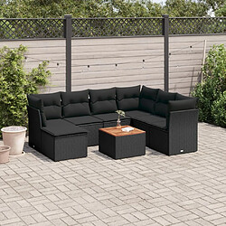 Maison Chic Ensemble Tables et chaises d'extérieur 8 pcs avec coussins,Salon de jardin noir résine tressée -GKD998452