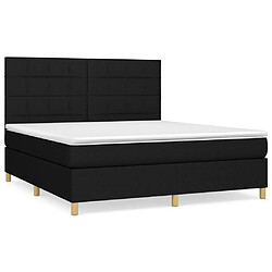 vidaXL Sommier à lattes de lit avec matelas Noir 180x200 cm Tissu