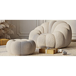 ICONIK INTERIOR Fauteuil avec ottoman tapissé - Bouclé blanc - Rubi Blanc