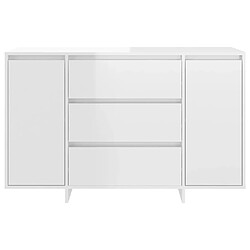 Maison Chic Buffet commode,console avec 3 tiroirs pour rangement Blanc brillant 120x41x75 cm Aggloméré -MN19949 pas cher