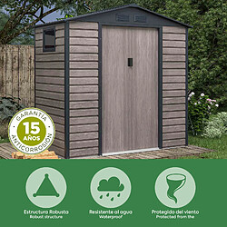 Abri de Jardin en Métal Gardiun Surrey 2,71 m2 Extérieur 213x127x211 cm en Acier avec Fenêtre Latérale et Effect Bois Grainé pas cher