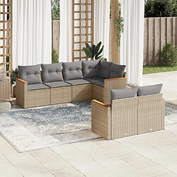 vidaXL Salon de jardin avec coussins 7pcs mélange beige résine tressée