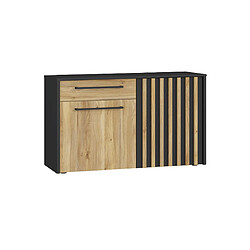 Bestmobilier Varna - buffet bas - bois et noir - 110 cm Varna - buffet bas - bois et noir - 110 cm - Bois / Noir