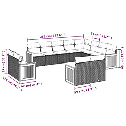 Avis vidaXL Salon de jardin avec coussins 13 pcs noir résine tressée