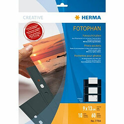 Elysees Paris Herma 7784 Pack de 10 feuilles de pochettes pour photos 90 x 130 mm orientation paysage (Noir) 