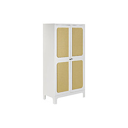 Pegane Armoire en bois sapin blanc avec 2 portes et 2 étagères - Largeur 80 x Hauteur 160 x Profondeur 40 cm