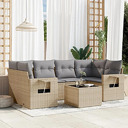 vidaXL Salon de jardin avec coussins 7 pcs beige résine tressée 