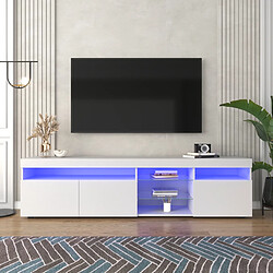 Meuble TV moderne blanc, éclairage LED variable, salon et salle à manger 180cm