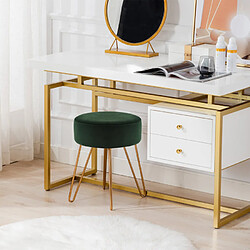 Ahd Amazing Home Design Tabouret rembourré repose-pieds pouf rond en velours design Holoserica, Couleur: Vert foncé