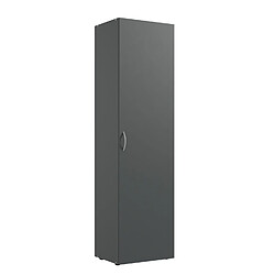 Pegane Armoire de rangement avec 1 porte en bois mélamine coloris graphite - longueur 50 x hauteur 185 x profondeur 54 cm