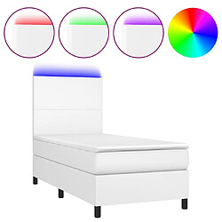 Sommier à lattes et LED,Cadre à lattes de lit avec matelas pour Adulte Blanc 90x200 cm -MN80340