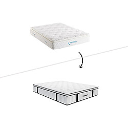 Avis Vente-Unique Ensemble 160 x 200 cm sommier coffre blanc + matelas ressorts ensachés surmatelas intégré ép.28cm - AMERICAN DREAM de YSMÉE