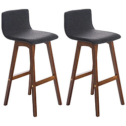 Decoshop26 Lot de 2 tabourets de bar chaise hautes en tissu gris foncé piètement à quatre pieds en bois foncé 10_0004419