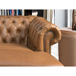 Vente-Unique Canapé d'angle gauche chesterfield BRENTON 100% cuir de buffle premium - Caramel vintage pas cher