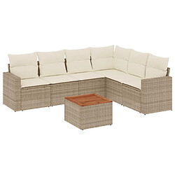 Maison Chic Salon de jardin avec coussins 7 pcs | Ensemble de Table et chaises | Mobilier d'Extérieur beige résine tressée -GKD26417