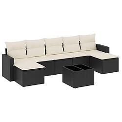 vidaXL Salon de jardin 8 pcs avec coussins noir résine tressée