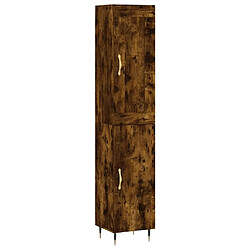 vidaXL Buffet haut Chêne fumé 34,5x34x180 cm Bois d'ingénierie