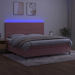 Avis vidaXL Sommier à lattes de lit avec matelas LED Rose 200x200cm Velours