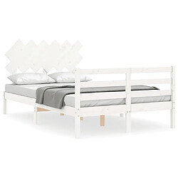 Maison Chic Cadre/structure de lit avec tête de lit pour adulte - Lit Moderne Chambre blanc petit double bois massif -MN20142