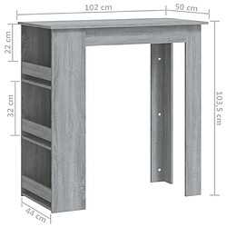 vidaXL Table de bar avec rangement sonoma gris bois d'ingénierie pas cher