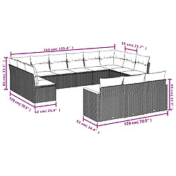 vidaXL Salon de jardin avec coussins 13 pcs noir résine tressée pas cher