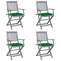 Maison Chic Lot de 4 Chaises pliables d'extérieur avec coussins | chaises de jardin | Fauteuil Relax Bois d'acacia -GKD76858