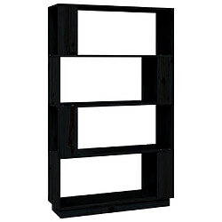 vidaXL Bibliothèque/Séparateur de pièce Noir 80x25x132 cm Pin massif