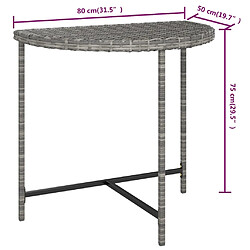 vidaXL Table de jardin Gris 80x50x75 cm Résine tressée pas cher