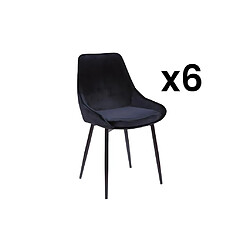 Vente-Unique Lot de 6 chaises - Velours et métal noir - Noir - MASURIE