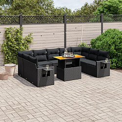 Maison Chic Salon de jardin 10 pcs avec coussins, Ensemble Tables et chaises d'extérieur noir résine tressée -GKD164700