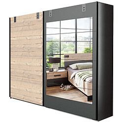 Pegane Chambre à coucher complète adulte (lit 140x200 cm + 2 chevets + armoire) coloris chêne