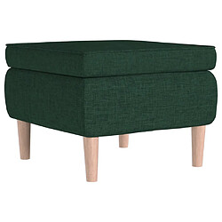 vidaXL Tabouret avec pieds en bois Vert foncé Tissu