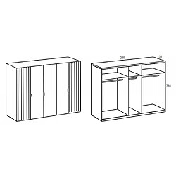 Inside 75 Armoire chêne artisan BLEND 3 portes blanc 2 portes aspect clayettes