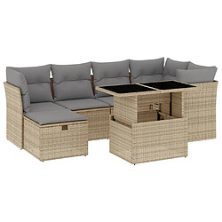 vidaXL Salon de jardin avec coussins 7 pcs beige résine tressée