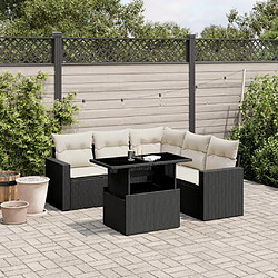 vidaXL Salon de jardin 6 pcs avec coussins noir résine tressée 