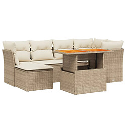 vidaXL Salon de jardin avec coussins 7 pcs beige résine tressée